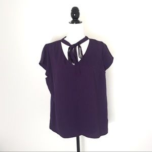 NWT Skies Are Blue XL Ginga Tie Neck Blouse Purple